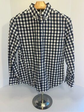 J. Crew Classic Navy & White Gingham Button-Down Shirt - big boys